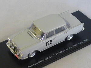 Spark S1004 MERCEDES W112 220 SE NÂ°128 Vainqueur Monte Carlo 1960 Schock  Moll