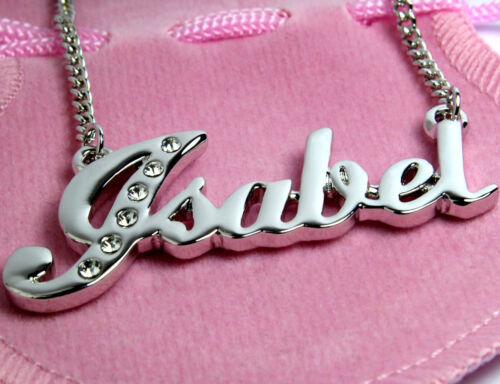 Name Necklace ISABEL 18ct Gold Plated Personalised Gifts High Quality Crystal
