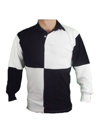 Rugby Shirt Long Sleeve Mens Striped Plain Drill Front Row New Harlequin