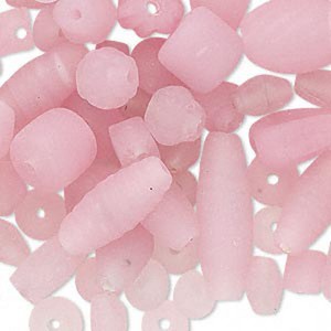 Pink-Glass-Beads-Matte-Mix-Awareness-Jewelry-Lot-of-80