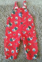 Vintage OshKosh*Red Teddy Bear Print Overalls*Toddler Baby Boy 18m*USA Made*EVC