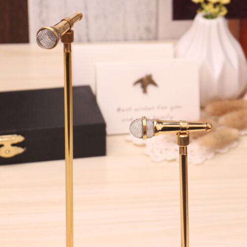1:6 Miniature Copper Microphone Studio Mic Doll House Ornaments Musical Toy