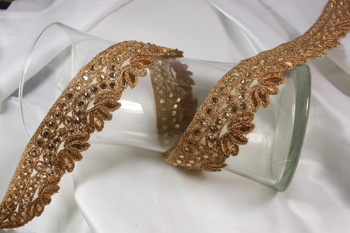 40mm Metallic Beaded Trim x 1 yard or pre-cut length as listed 1.1//2/"