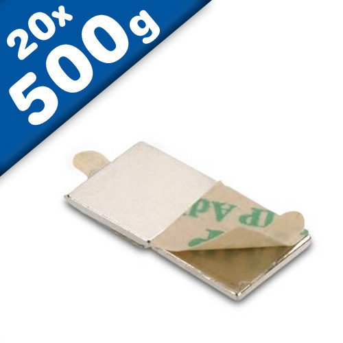 hält 0,5 kg Neodym N35 20 x Quadermagnet selbstklebend 10 x 10 x 1mm