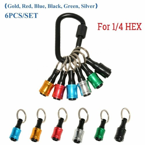 6pcs 1//4/" Hex Shank Keychain Screwdriver Bit Holder Bit Drill Bit Holder Tool