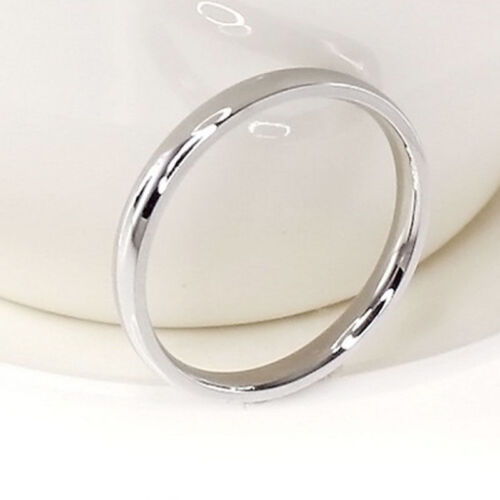 4mm Band Ring Polished Wedding Women Stainless Steel Engagement Party Size 5-13 