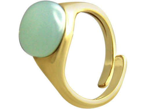 Gemshine anillo plata dorado Chalcedon mar verde ajustable en tamaño