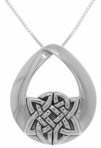 Details about  / Jewelry Trends Sterling Silver Teardrop Celtic Knot Pendant on 18 Inch Box Chain