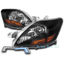 FOR 07-12 TOYOTA YARIS SEDAN 4DR REPLACEMENT BLACK HEADLIGHT LAMP W//BLUE DRL LED