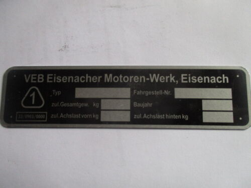 Plaque Signalétique s39 Bouclier Ifa RDA VEB EMW Eisenach