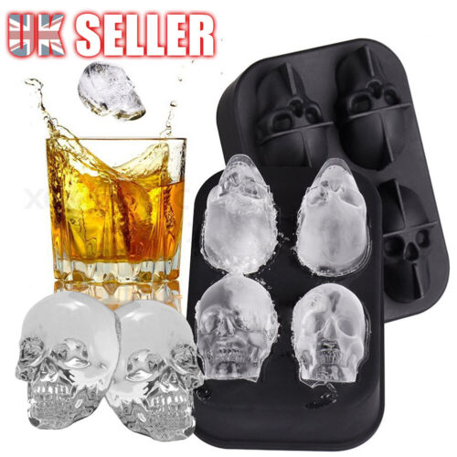 Silicone Mold Whiskey Mould Brick Skull Ice Cube Maker Halloween Tray Party 3D