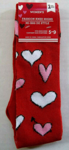Women's Fashion Socks " Valentine Hearts " Size 5-9 ~ New 