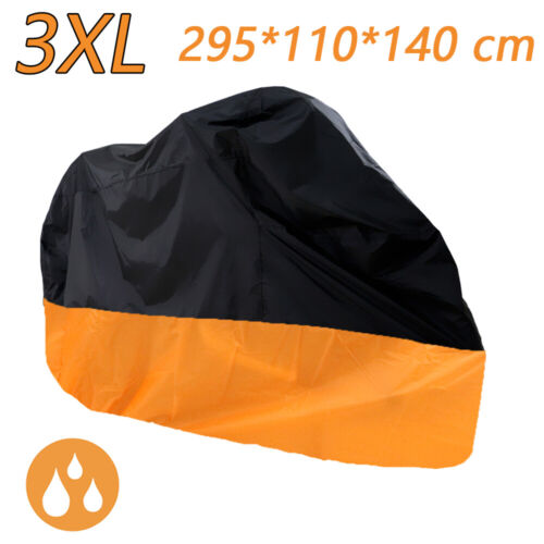 3XL Orange Waterproof Rain Protector Motorcycle Cover Fit Street Bikes Touring 