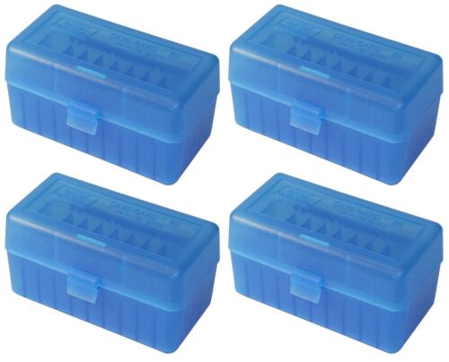 NEW MTM 50 Round Flip-Top 220 Swift 243 308 Win Ammo Box Clear Blue 4 Pack