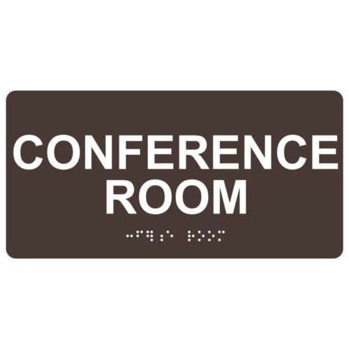 ADA-Compliant Braille Dark Brown Acrylic Conference Room Sign 8x4 in