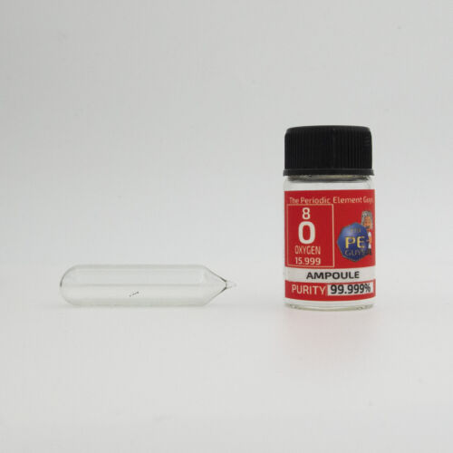 Pure Oxygen gas Ampoule element 8 sample O Low Pressure in labeled glass Bottle 