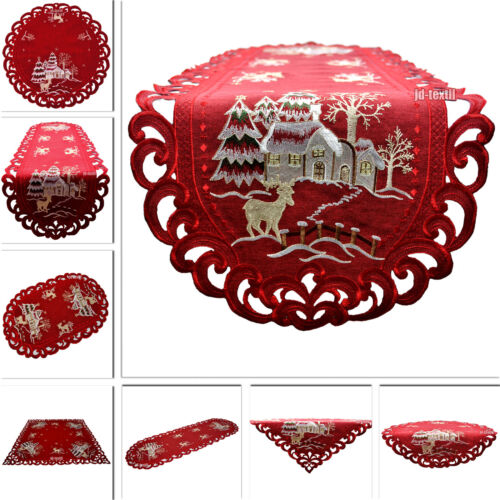 Weihnachten Tischdecke Tischläufer Tischband Mitteldecke Deckchen Rot RENTIER