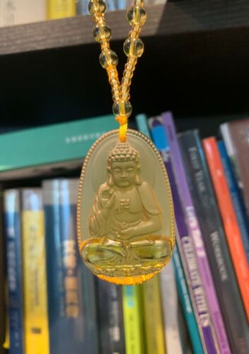 FengShui Wealth Fortune Power Amilet Citrine Guardian Buddha Pendant Necklace