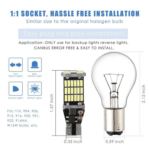 1pc T15 W16W 45 SMD4014 LED Car Reverse Turn Signal Braking Light Bulb *DC