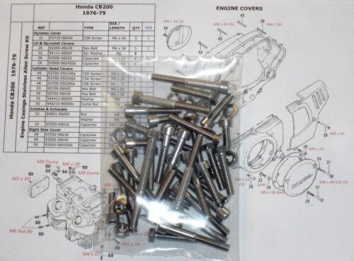 Honda CB200 Engine Covers Cylinder 50x Stainless Steel Allen Bolt Dome Nut Kit 