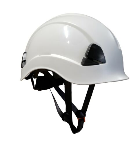 Ascent White SkyClimber Safety Helmet 10 Pt Ratchet Suspension Chin Strap