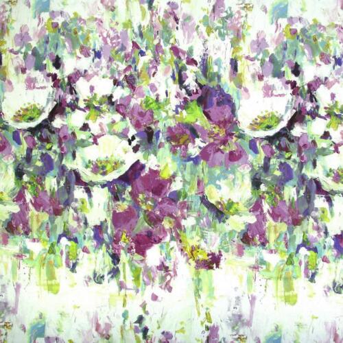 Prestigious Flower Garden Oil Painting Abstract Fabric Curtain Craft Material