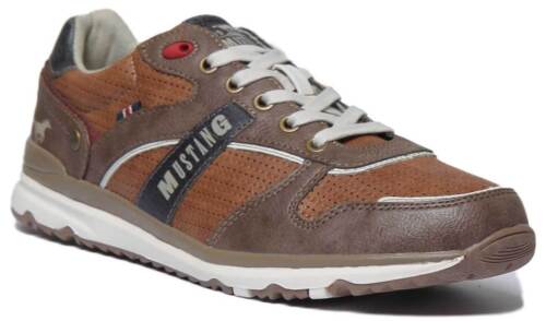 Mustang 4095-317 Hommes Cuir Synthétique Marron Baskets Taille UK 6-12 