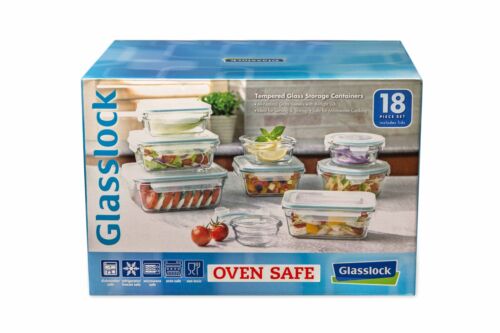 Glasslock Food Storage Airtight Glass Container 18pc Set Microwave & Oven Safe 