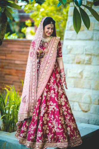 Bridal Wear Wedding Designer Lehenga Choli Pink All Over Embroidery Lehnga S810