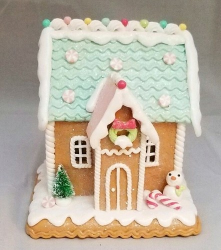 Gingerbread House Green Brown Candy Snowman LED Light Up Clay-dough 6/" Gerson