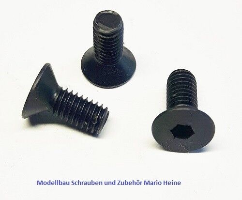 10 unidades senkkopfschraube m3x12mm negro acero de alta resistencia 10.9 din 7991