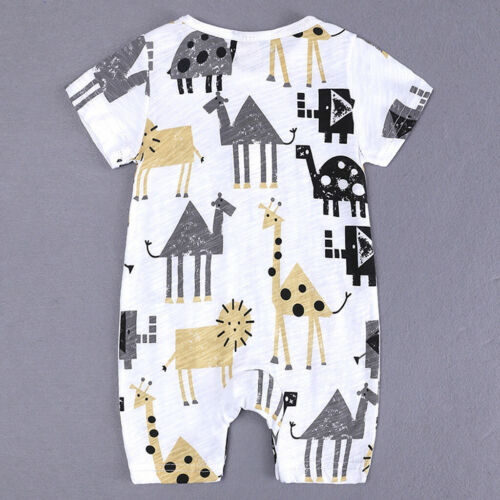 Summer Toddler Kids Baby Boys Short Sleeve Cartoon Print Romper Jumpsuit Clothes