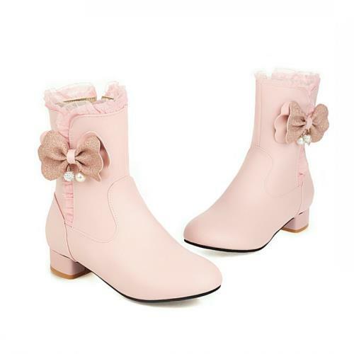 Details about  / New Girls Ankle Boots Bow Zip Low Heel Casual Outdoor Party Shoes 26//27//28-43 D