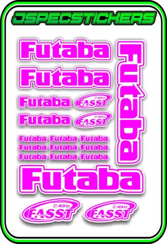 FUTABA RC STICKERS A5 SHEET R//C PLANE CAR BUGGY HELI REMOTE CONTROL PINK WHITE