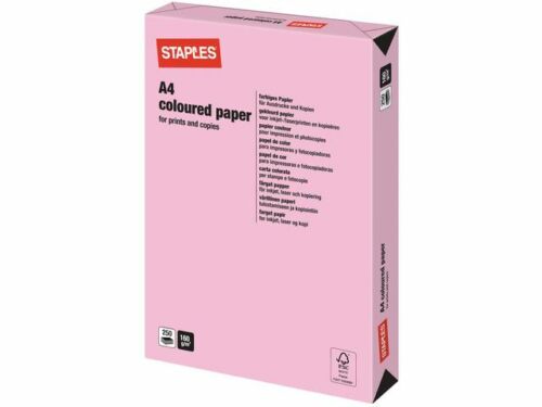 Free P/&P! Staples A4 160 gsm Pink Paper for Laser Inkjet//Copy 500 sheets