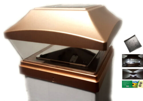 6 X 6 White//Copper//Black Fence Post Cap Solar Light 2 LEDs PVC Vinyl 8-Pk
