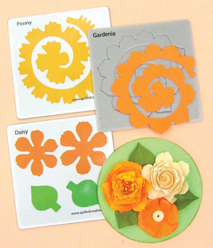 QUILLING DIES /& CUTTING PAD-Quilled 3D Spiral Paper Flowers Die-Rose//Leaves