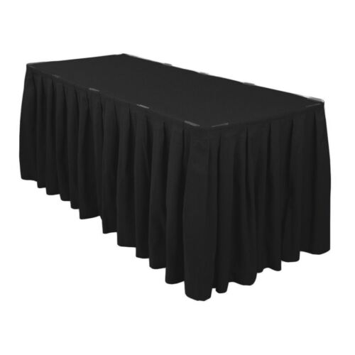 Table Skirt Polyester White Ivory Black Wedding Party Tableware 14ft 17ft 21ft 