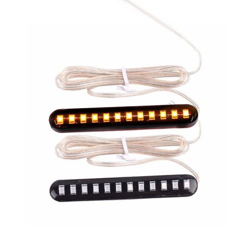 12 LED Sequential Flowing Strips Motorcycle Car Turn Signal Lights Amber 12V