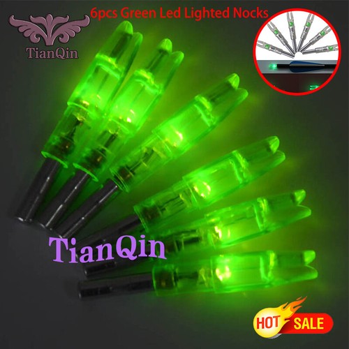 6x Green Compound Bow Glow Luminous Lighting Knock Hunting Archery ID6.2mm Arrow