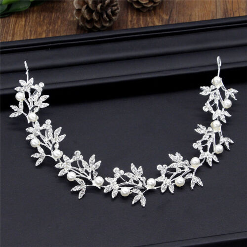 Silver Bendable Pearl Crystal Bridal Vine Wedding Headband Hair Accessories KW 