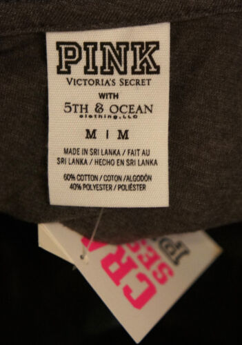 VICTORIA'S SECRET LOVE PINK 01 T-SHIRT Shirt Tee Crop Grey Gold Cut Penn State 