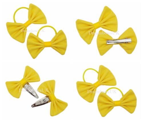 Golden yellow fabric hair bows School hair accessories Bobbles or hair clips 