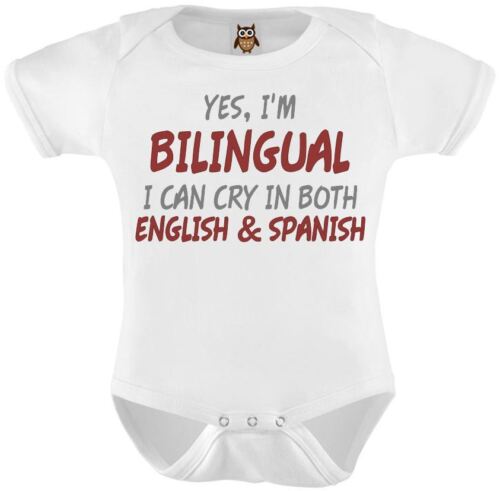 Personalised Baby Vest Bodysuit Romper Funny Humorous Bilingual Babies Gift