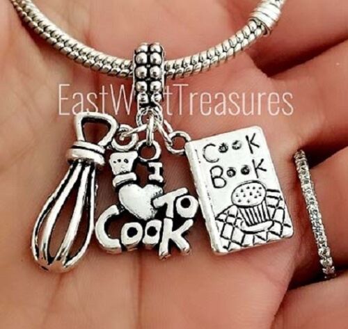 Love To cook book Kitchen Chef gift charm pendant for bracelet necklace-European 