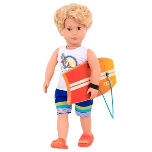 New Our Generation 18 inch Surfer Boy Doll Gabe w Surfboard Good friend for Joss
