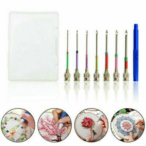 8pcs Embroidery Pen Pin Knitting Sewing Crafts Tool Threader Punch Needle Set