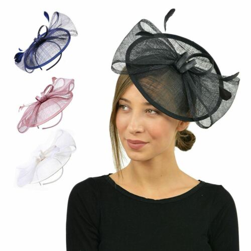 Large Sinamay Hat Fascinator Headband clip Weddings Ladies Day Races Royal Ascot