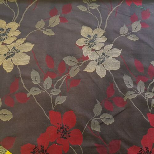 Brown & Rouge floral fleurs de tissus d'ameublement Rideau Ameublement Coussins stores tissu 