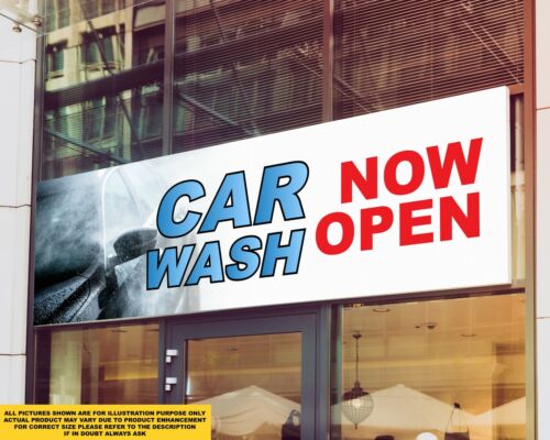 Car wash Now Open Cleaning Car Detai Signage Colour Sign Printed Heavy Duty 4572